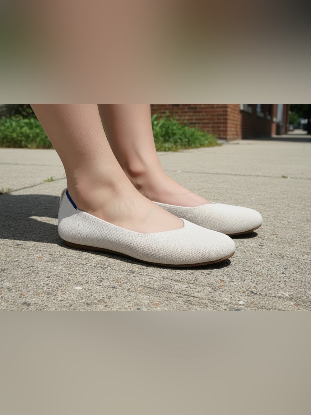 Frank Mully Womens Cream Knit Ballet Flats, Size 8